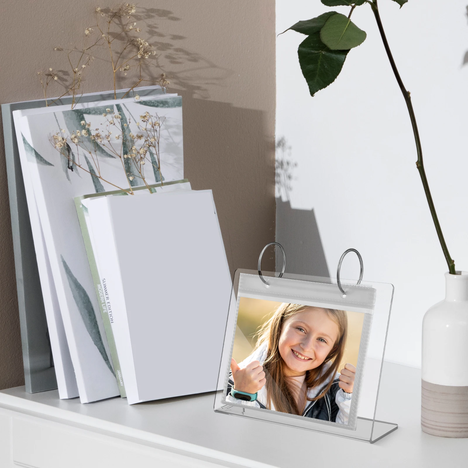 

Acrylic Photo Album Desktop Table Photo Frame Holder for Home Office Picture Display and Storage Picture Frame Stand