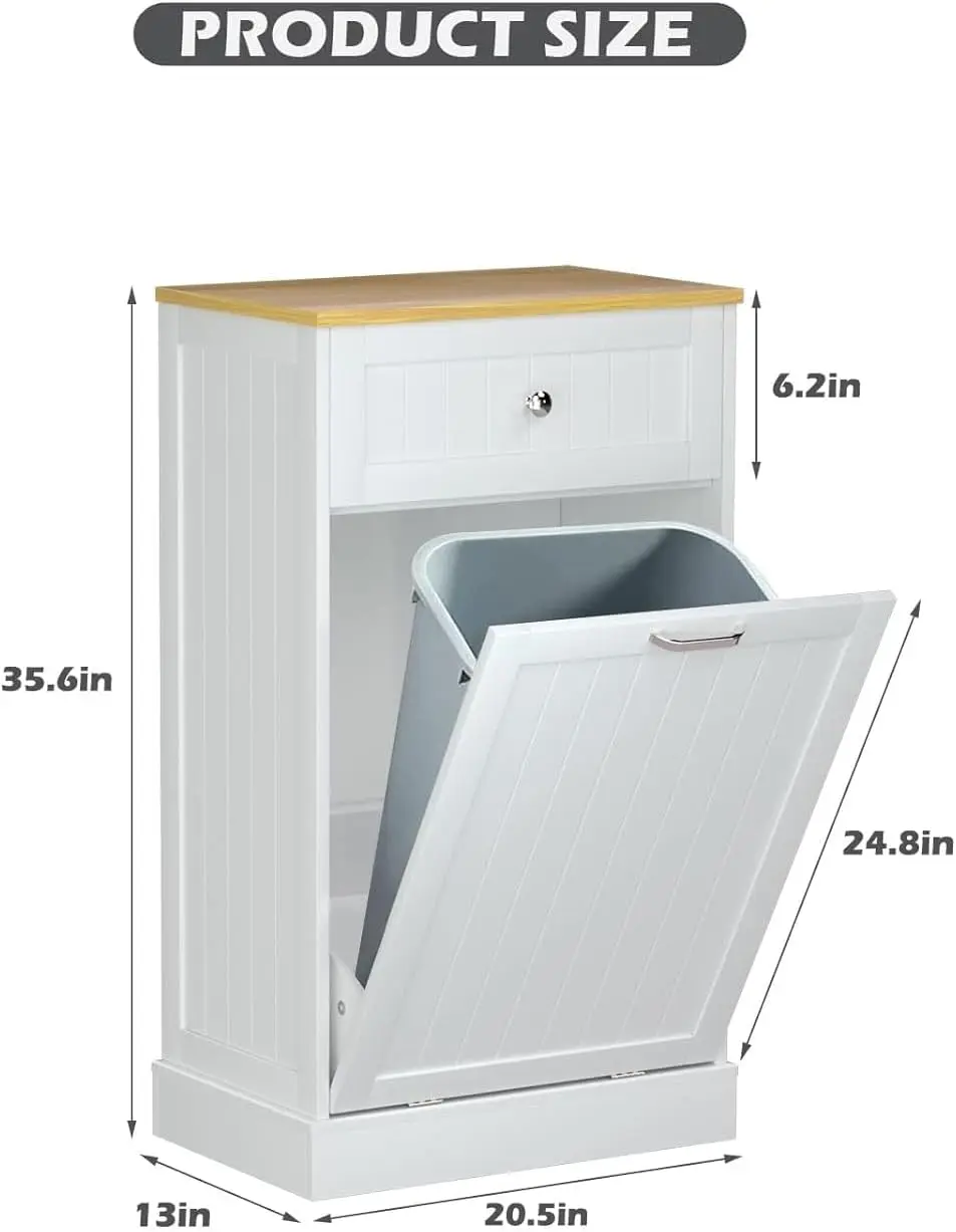 Upgrade Madeira Free Standing Trash Cabinet com gaveta Hideaway, 10 galões