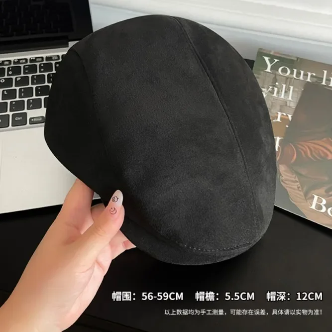 Retro forward hat women's 2024 new spring and autumn suede versatile anti-wear face newsboy hat