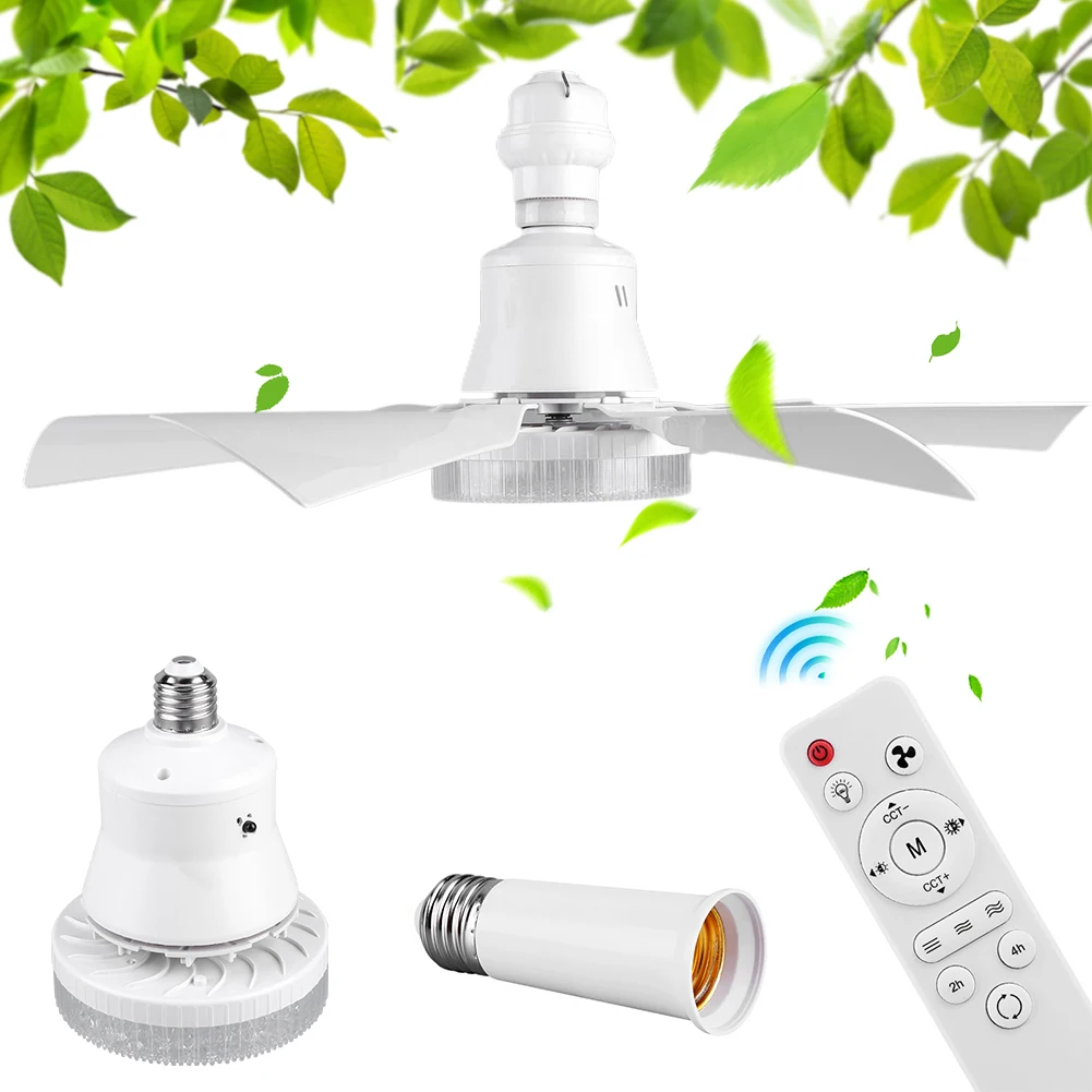

Ceiling Fan with Light Socket Ceiling Fan Remote Control LED Light Fan Adjustable Wind Speed Timing Wireless Fan for Home Office