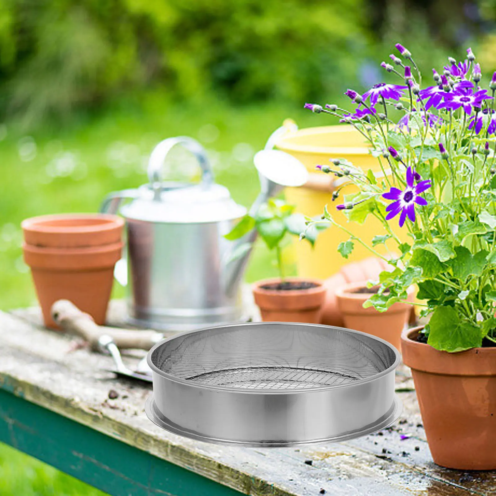 Stainless Steel Soil Sifter 6Mm Mesh Garden Strainer for Compost Sand Rocks Efficient Outdoor Soil Screening Tool