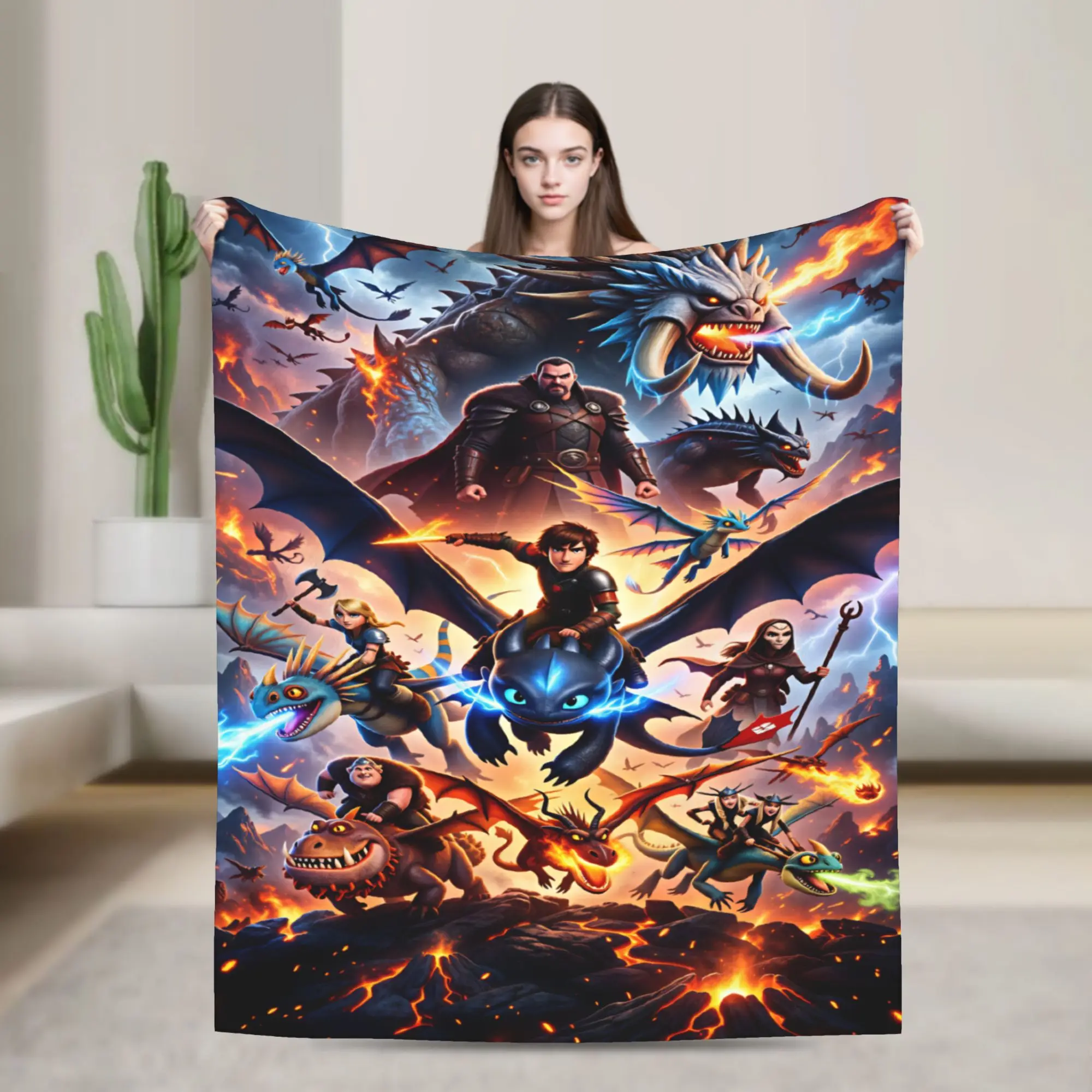 H-How To TT-rain Your Dragon Blanket  Decorative Flannel Bedding Throws For Couch Chair Warm Soft Customized Quality Bedspread