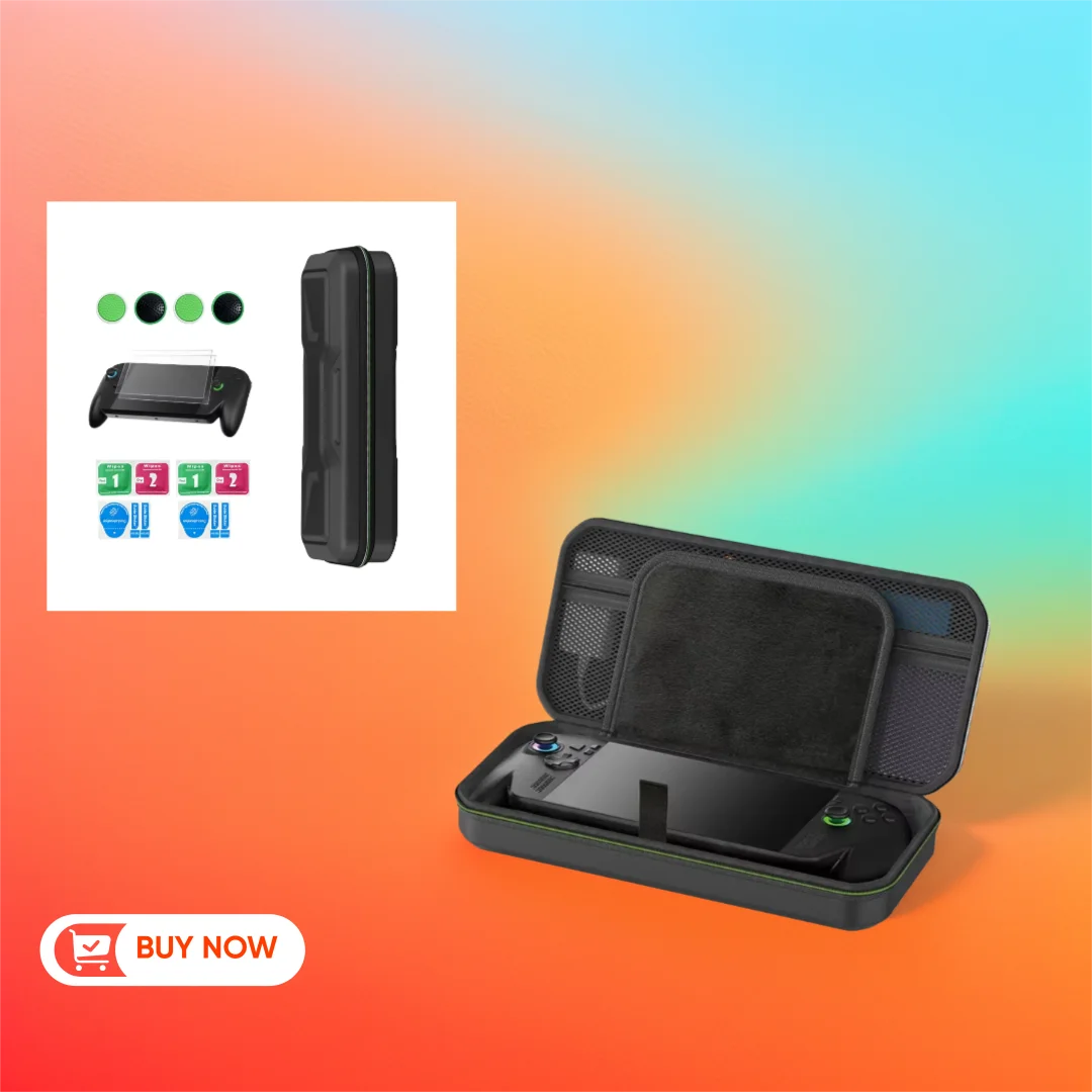 حقيبة حمل صلبة من مادة EVA لجهاز ASUS ROG Ally X / Ally، حقيبة محمولة مقاومة للصدمات مع غطاء عصا التحكم وفيلم من الزجاج المقسى