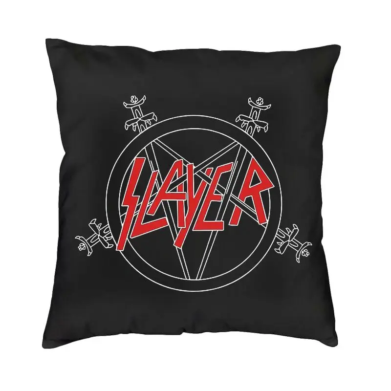 Slayers Heavy Metal Rock Band Cushion Covers 40x40 Velvet Throw Pillow Case for Sofa Square Pillowcase Bedroom Decoration