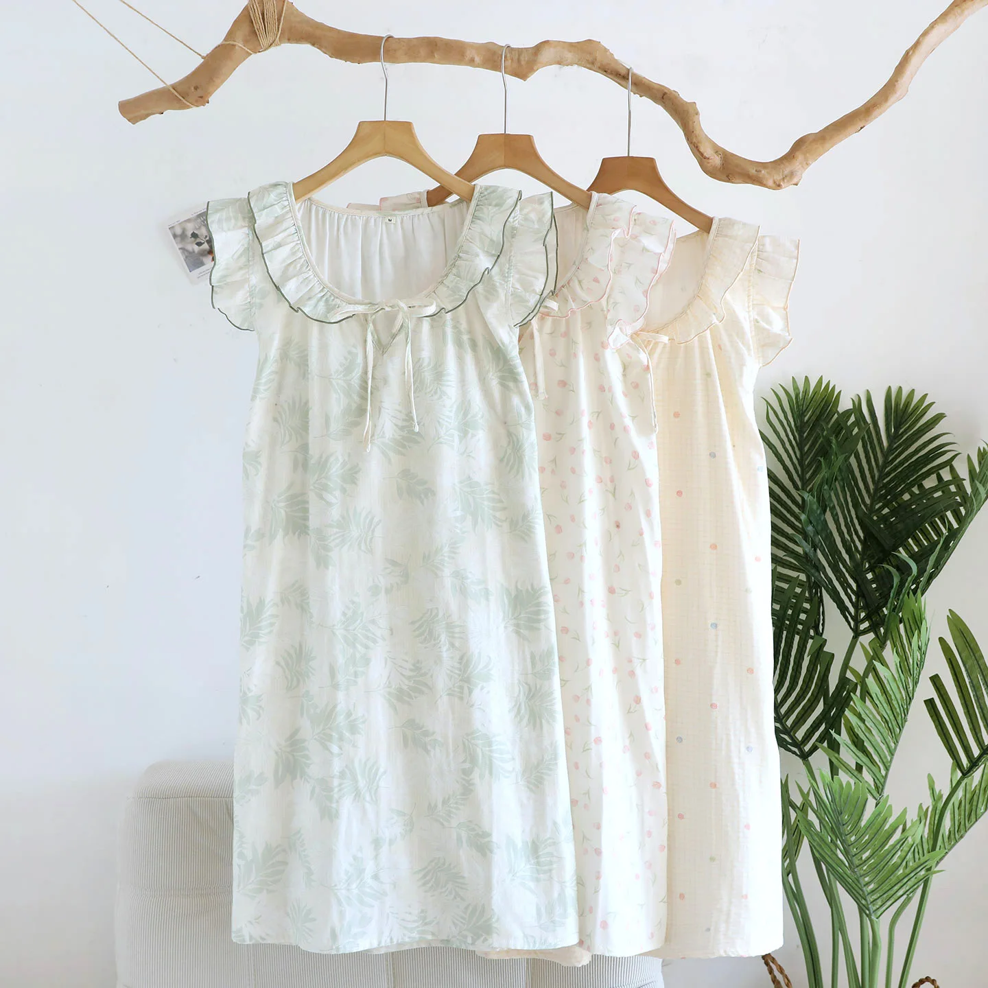 

2026 New Summer Women's Sleeping Skirt 100% Cotton Gauze Strap Sleeping Skirt Thin Loose Home Tank Top Skirt Summer Dress