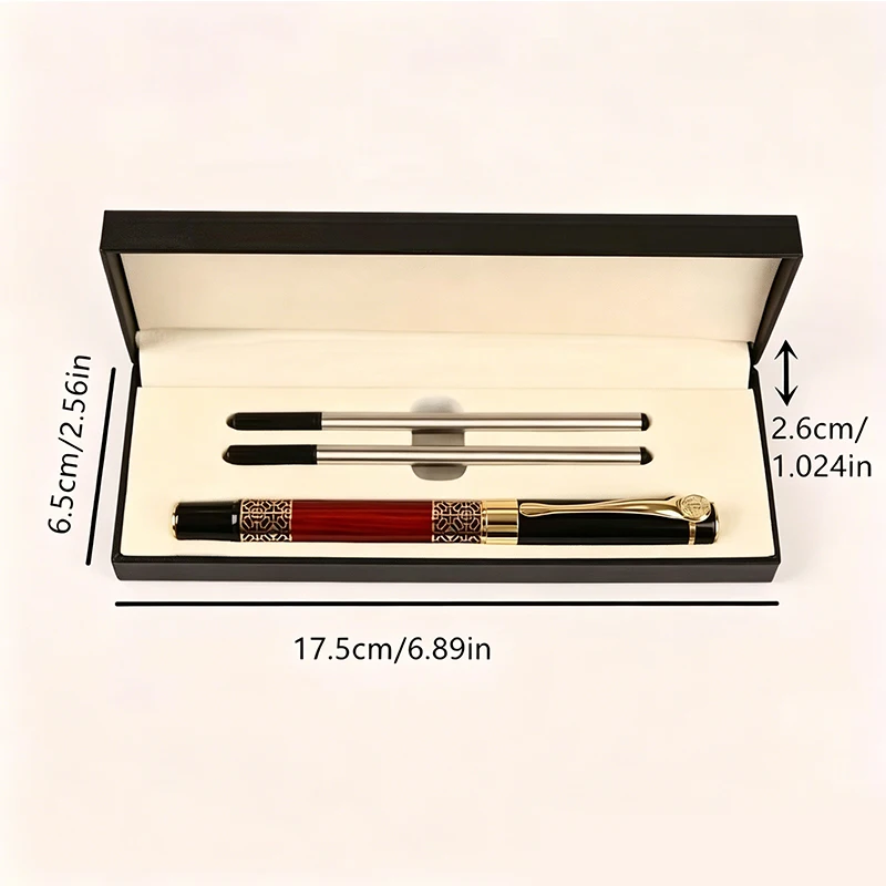 Expert Ballpoint Pen Black with Chrome Trim Luxury, Line 0.5mm Tip Come 2 Pieces Ink Refill, Nice BallPens Classy Gift Box for S