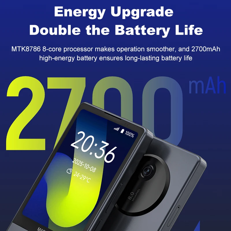 Qin F25 شاشة لمس مزدوجة الشريحة MTK8786 أندرويد 14 واي فاي 3.54 بوصة 6 جيجابايت + 128 جيجابايت بطارية جوجل بلوتوث 2700 مللي أمبير في الساعة 640*960 هاتف Duoqin