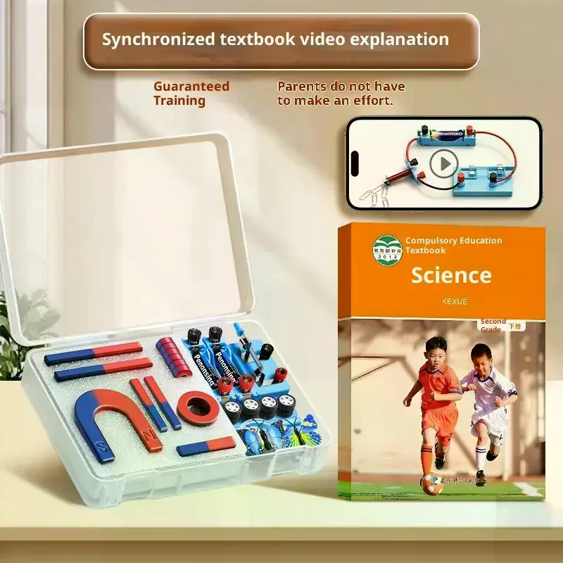 1 Set Educational Experiment With Bar Ring Horseshoe U Shape Magnets And Compass STEM Physics Science Magnet Kit For Kids