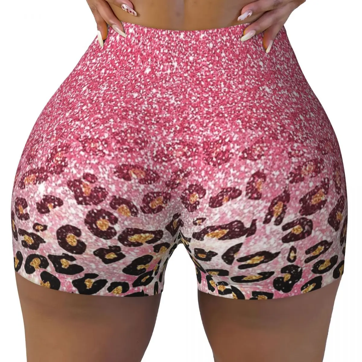 مخصص فقاعة العلكة الوردي فو بريق ليوبارد الحيوان طباعة المرأة الصالة الرياضية تجريب الجري السراويل الرياضية الكرة الطائرة السائق اليوغا السراويل #2