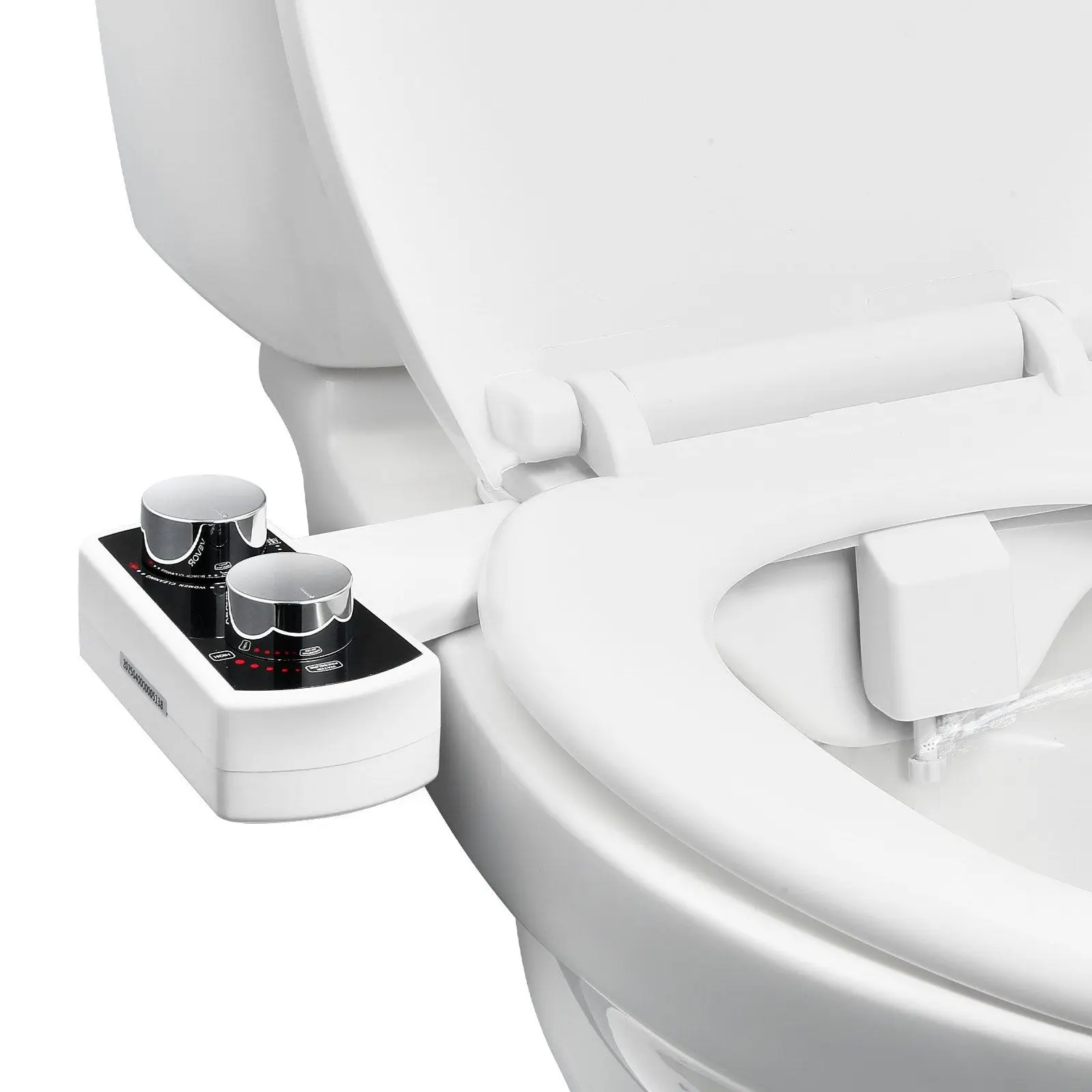 

Front and Rear Wash Bidet Attachment, Dual Retractable Nozzles, Adjustable Pressure Control, DIY Toilet Seat Fit, White