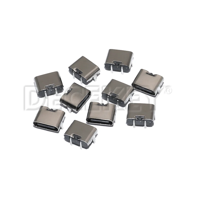 10Pcs 2 Pin USB 3.1 Type-C Female Power Jack Dock Micro USB Type C Connector Socket for Mobile Phone Charging Port