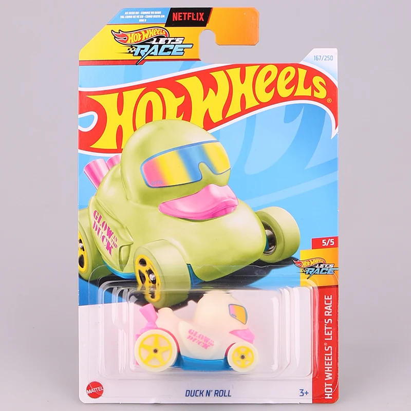 Let\'s Race-coches de carreras para niños, modelos de vehículos fundidos a presión, pato N Roll, 2024 J, regalo de cumpleaños, 1/64