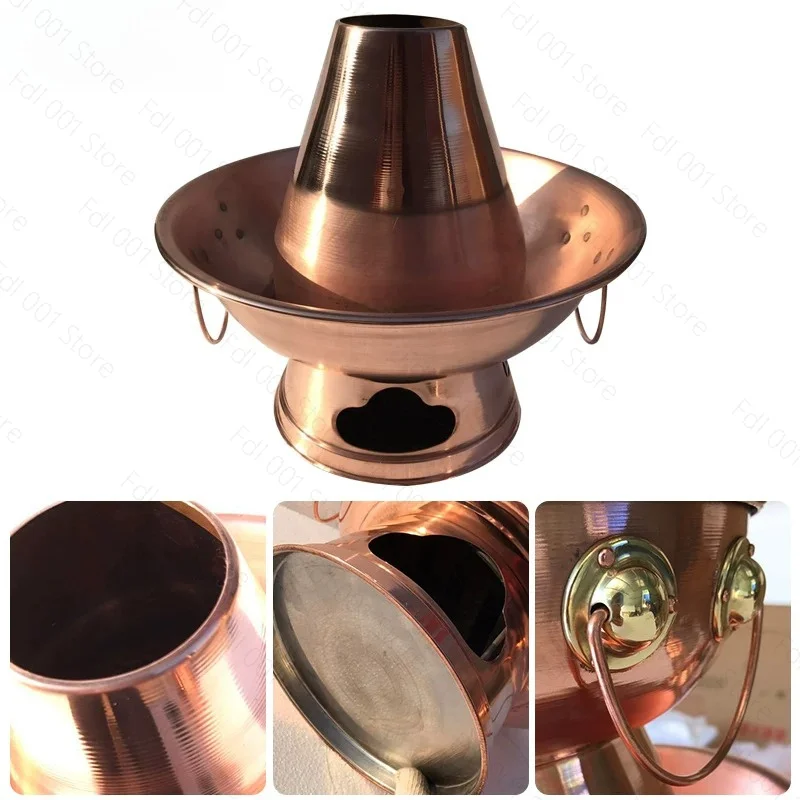 Red copper thickened double flavor pot Old Beijing stove Instant boiled mutton charcoal manual copper hot pot Copper hot pot