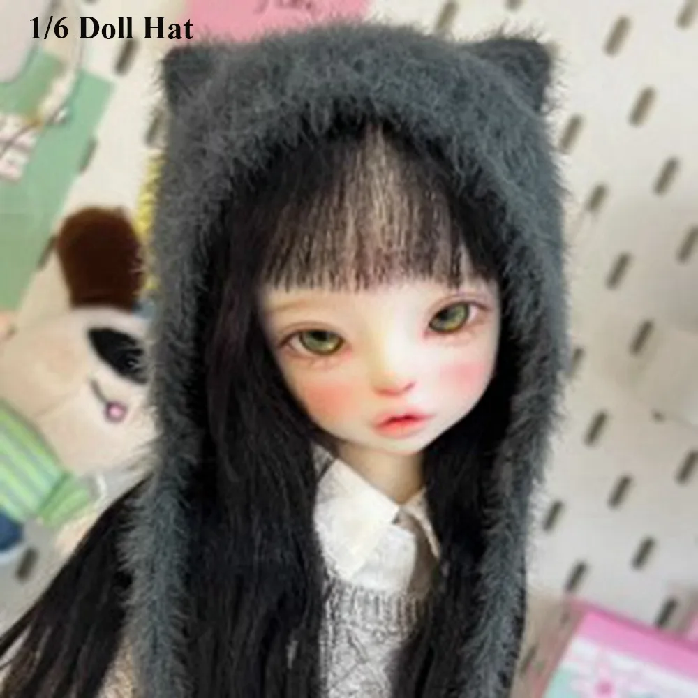 

Fashion Fur Cat Ear Hat Cute DIY Handmade Doll Scarf Kids Gift Toys DIY Accessories Woolen Hat for 1/4 1/6 BJD 30/45cm Dolls