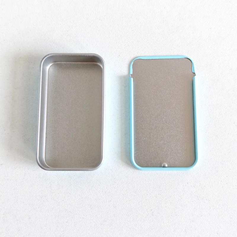 50-個ミニ長方形金属ボックススライドカバー収納容器ジュエリー化粧品丸薬キャンディ旅行オーガナイザーポータブル