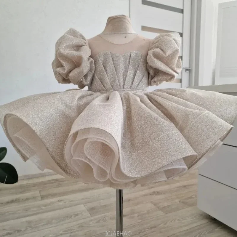

Girl Dresses Party Vestido Children French Puff Sleeve Clothes Kids Fashionwedding Flower Girl Outfit Princess Tutu Gown Costume