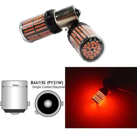 Front Signal BAU15S 7507 PY21W 144SMD Projector LED 150° Red K1 HAK