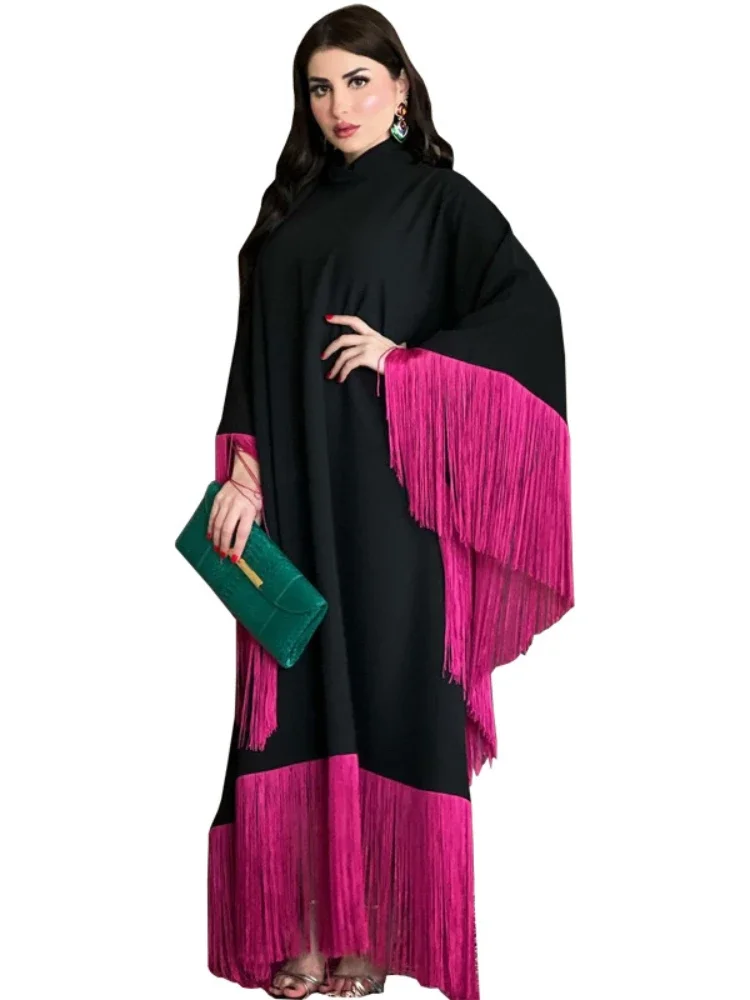 Eid Muslim Abaya for Women Party Dresses Jalabiya Tassels Kaftan Islam Vestidos Arab Long Robe Ramadan Morocco Dubai Abayas 2024