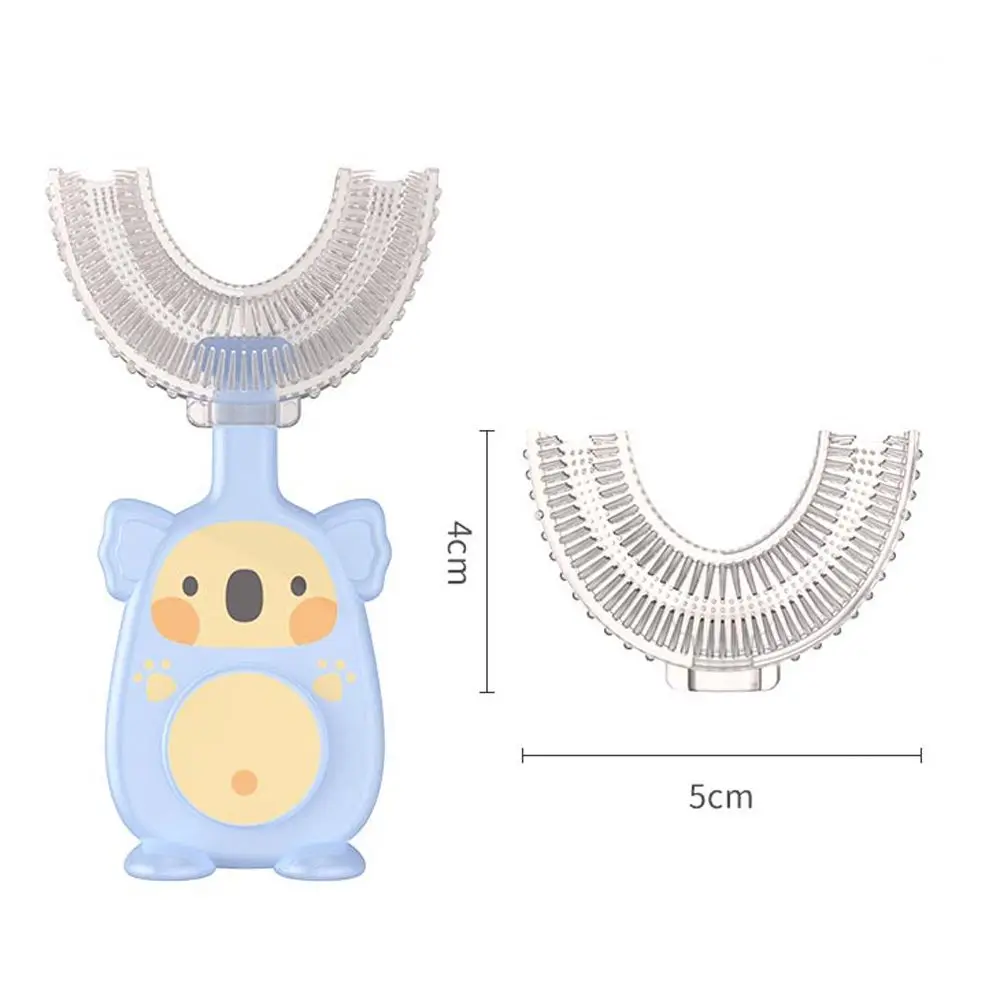 360 graus em forma de u escova de dentes crianças silicone escova de dentes bonito padrão dos desenhos animados crianças cuidados orais do bebê treinamento escova de dentes