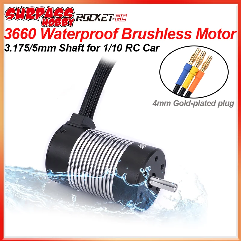 

SURPASS HOBBY Rocket 3660 Waterproof Brushless Motor 2600KV 3300KV 4300KV for 1/10 RC Drift Crawler Traxxas Lexus Car Model