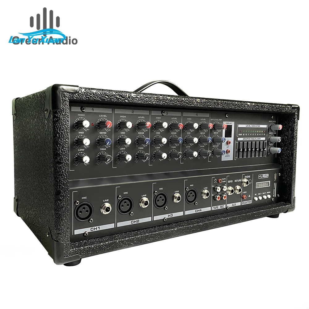

GAX-EB4 4 Channel Power Mixer tank mixers, power amplifiers with built-in Blue tooth and recording function