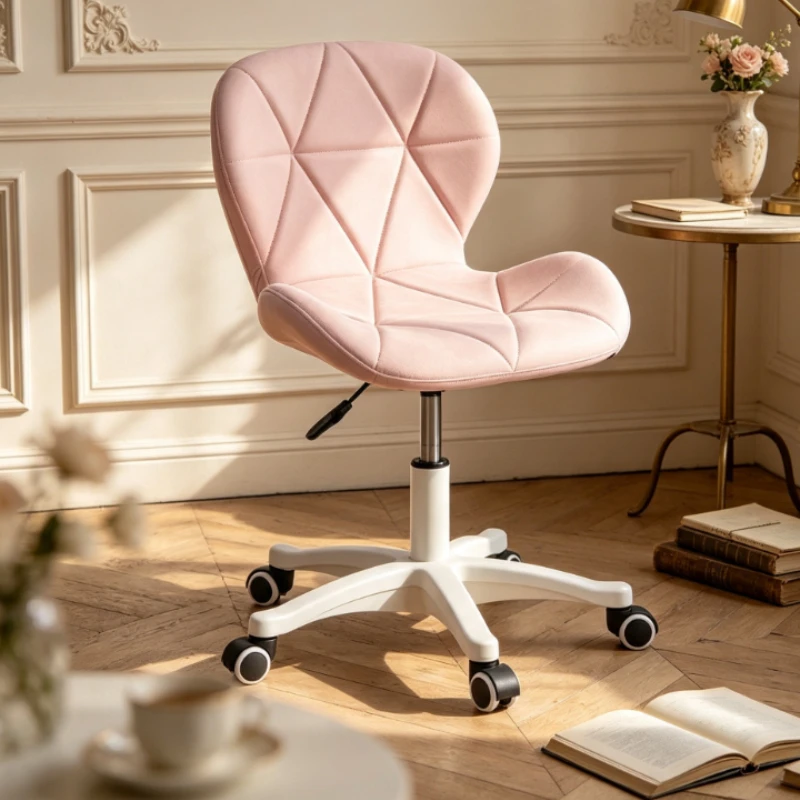 Ergonomic Office Swivel Chair, Adjustable Height 360° Rolling Computer Chair with Casters, for Dormitory Bedroom Dressing Vanity