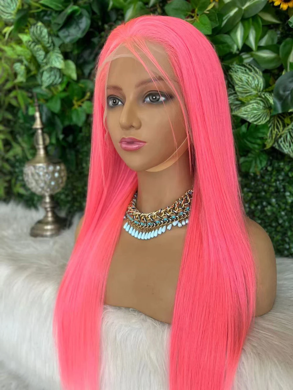 ピンク 13x4 レースフロントウィッグ ナチュラルレミー人毛エクステ ピンクヘアウィッグ 8～30インチ 染色・熱処理可能 密度180%