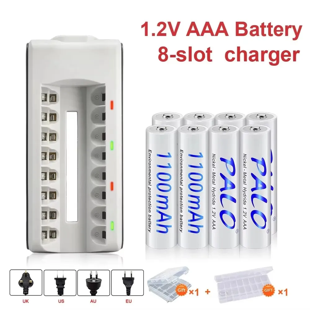 PALO 4-16Pcs AAA Rechargeable Battery 1.2V 1100mAh Ni-MH NiMH Rechargeable aaa Batterie for flashlight toys Remote Control Mouse