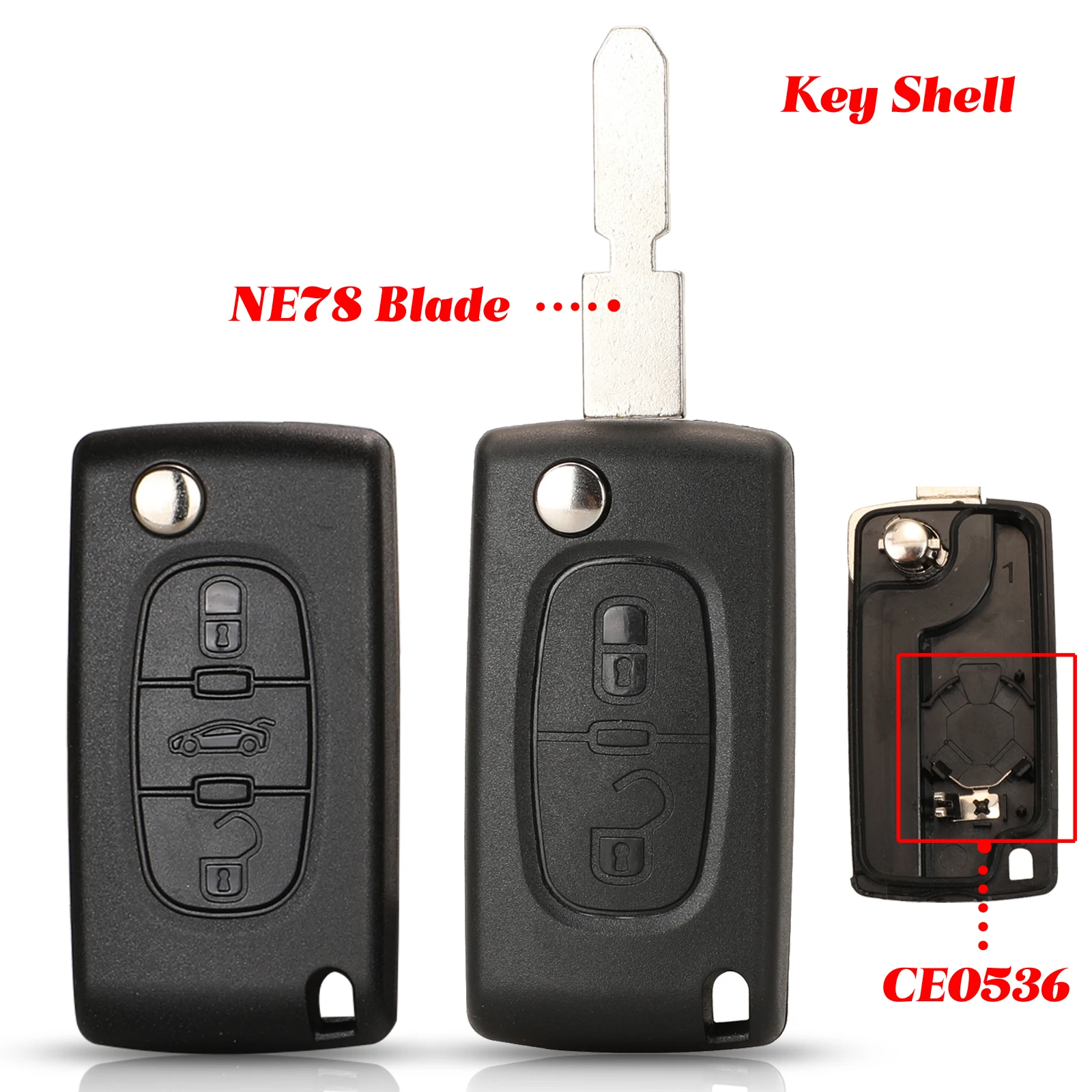 Jingyuqin Replacement Remote Car Key Shell Case Fob (Original model) 2/3 Buttons For Peugeot 406 407 Ne78 Uncut blank Blade