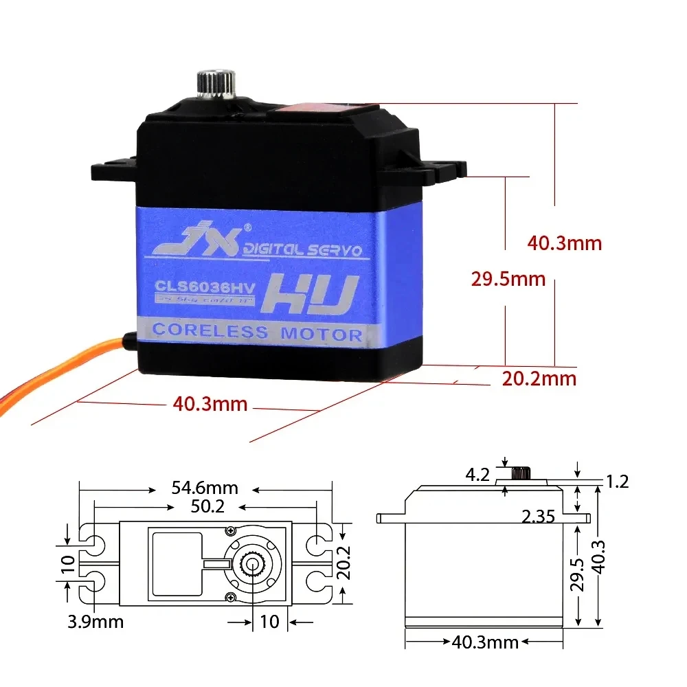 JX-Servo sans noyau pour hélicoptère RC, CLS6027HV CLS6036HV, engrenage en métal, coque d'infraction CNC, couple élevé de 36kg, pièces d'avion