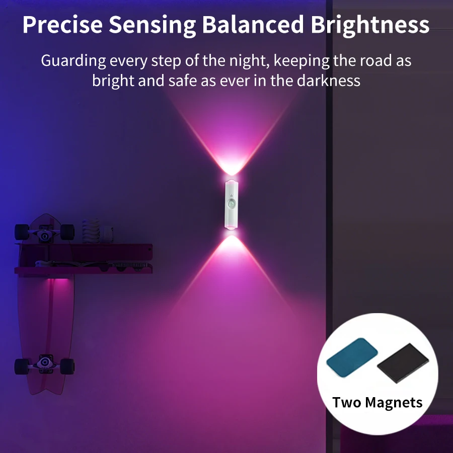 

RGB/3-color Magnetic Wall Light with Motion Sensor Cabinet Light Spotlight Rechargeable Dimming for Cabinets Corridors Stair Use