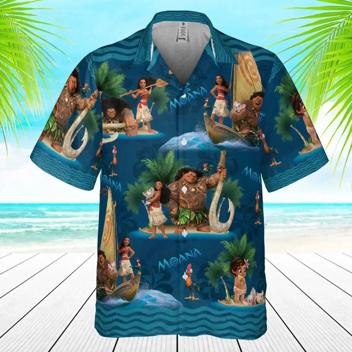 

2024 Moana And Maui Hawaiian Shirt Disneyland Trip Hawaiian Shirt Disney Vacation Holiday Hawaiian Beach Short Sleeve Shirt