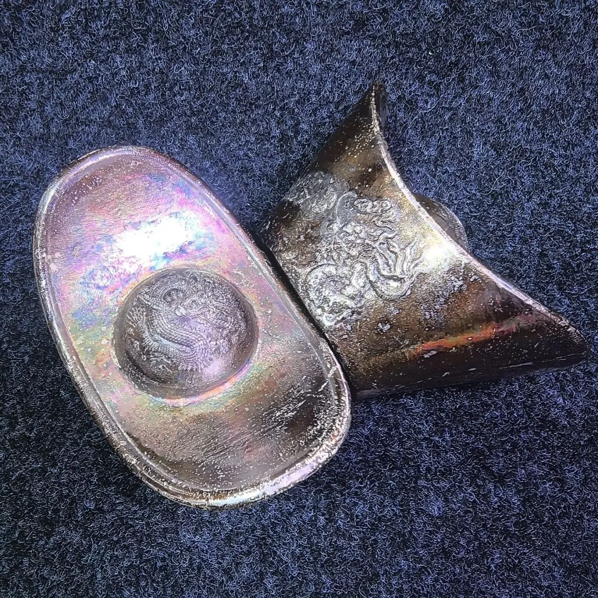 Old silver ingot silver ingot dragon pattern ingot ancient antique ornament old goods