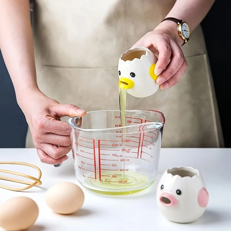 1pc Cute Little Chicken Ceramic Egg Separator Creative Egg Separator Egg Yolk Egg White Separator Filter Baking Tool For Bakery