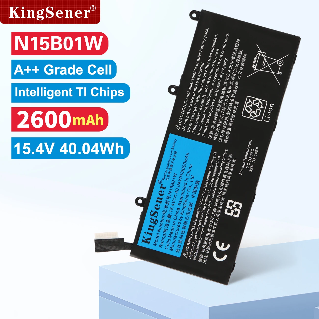 

KingSener N15B01W Battery For Xiaomi Mi Ruby 15.6 inch Timi TM1703 TM1709 TM1802-AD/N/C Series N15BO1W 15.4V 2600mAh 40.04WH