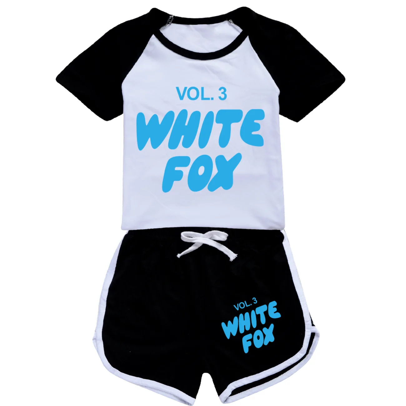 Kids Vol.3 White Fox Clothes Boys Girls Summer Clothing Sets Cartoon Sports Suit TShirt + Shorts Children Casual Outfits Pyjamas