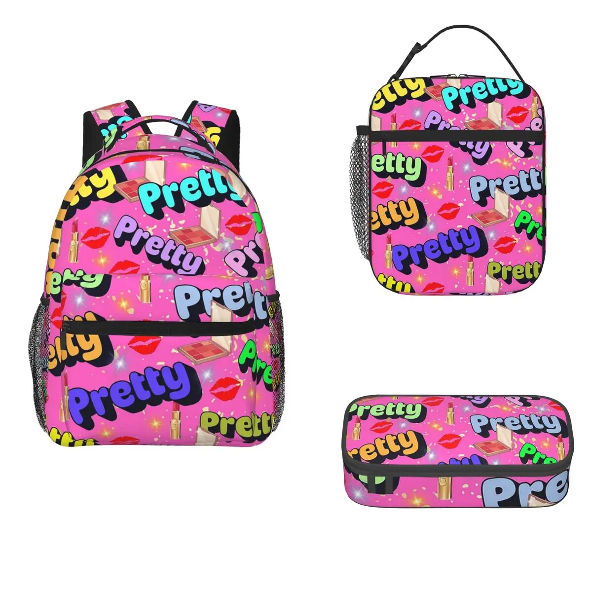 

Pretty In Pattern Design Backpacks Boys Girls Bookbag Students School Bags Cartoon Rucksack Lunch Bag Pen Bag Three-Piece Set