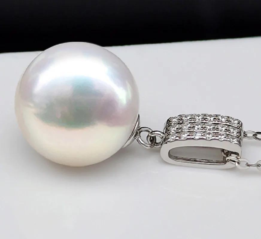 

Очаровательное огромное 15 мм натуральное морское белое идеальное круглое жемчужное ожерелье с подвеской 6AAA