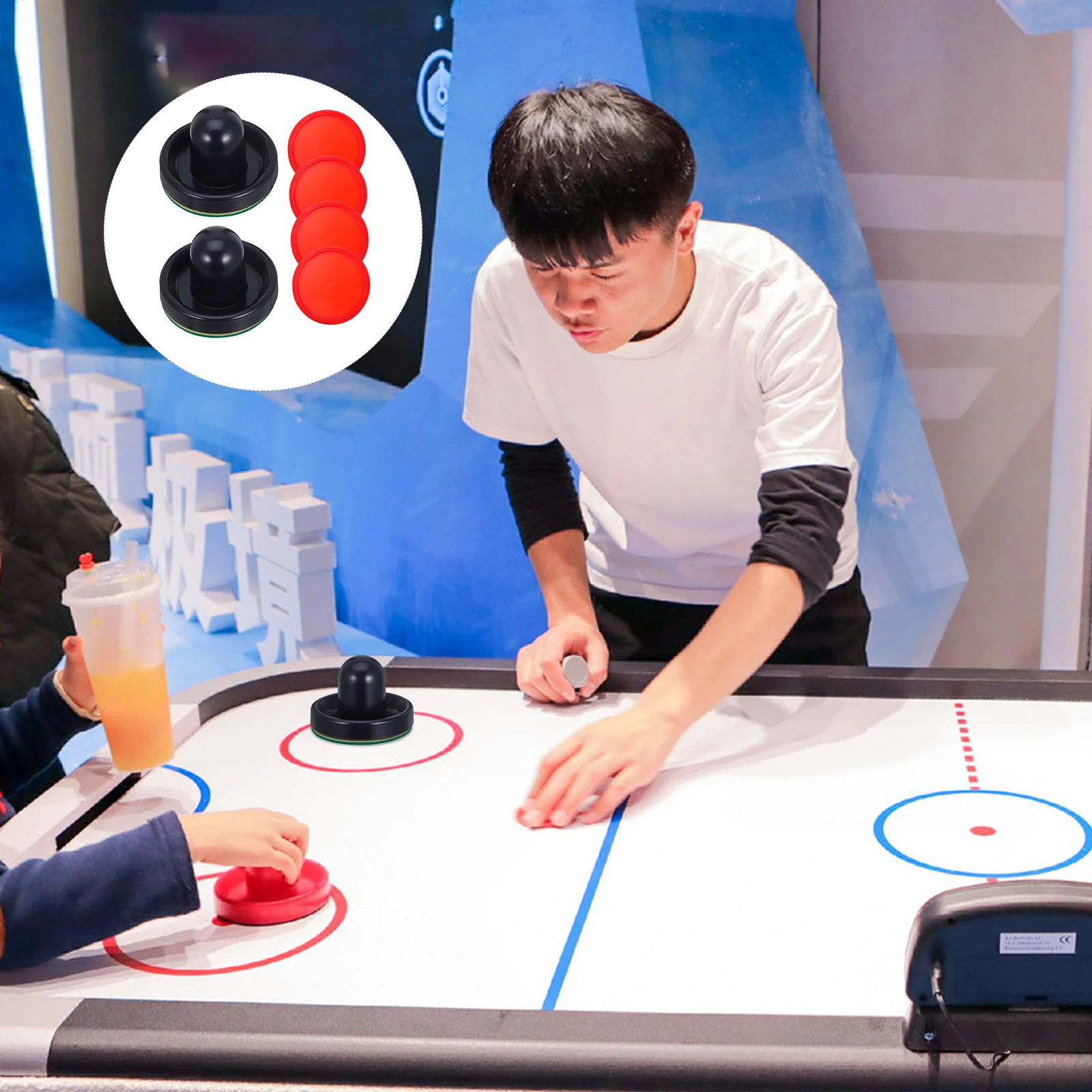 

8Pcs 76mm Air Hockey Paddles Pushers Set Ergonomic Design for Game Tables Fast Gliding Action Replacement Kit Air Hockey Paddles