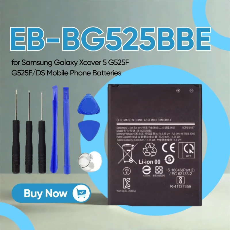 

Новый сменный аккумулятор EB-BG525BBE емкостью 3000 мАч для Samsung Galaxy Xcover 5 G525F G525F/DS аккумуляторы для мобильных телефонов