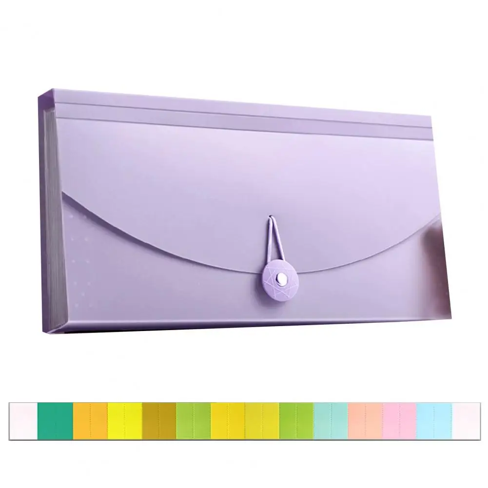Storage Bag Receipt Organizer Expanding File Folder with Button Design for Business Coupons Cash Storage for Cards