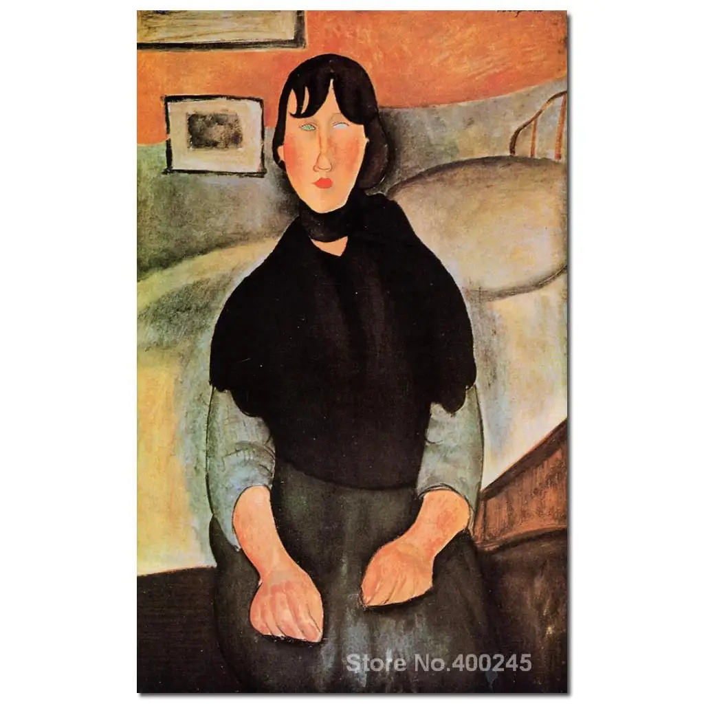 

Portrait Painting by Amedeo Modigliani Dark Young Woman Seated Handmade Abstract Canvas Art Bedroom Wall Decor High Quality