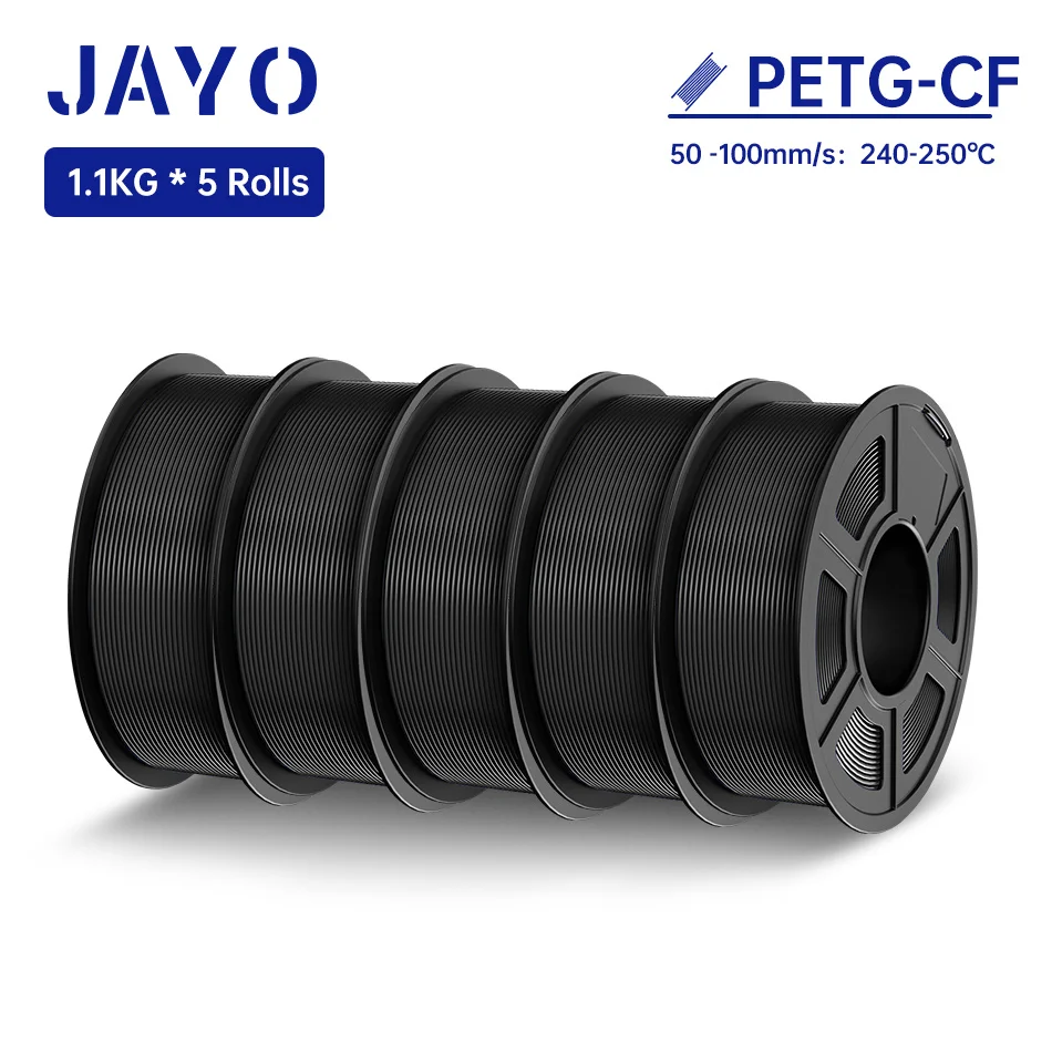 JAYO PETG-CF 3D-Drucker-Filament 1,75 mm PETG/PLA Kohlefaser-Filament, hohe Schlagfestigkeit, hitzebeständige 3D-Druckmaterialien