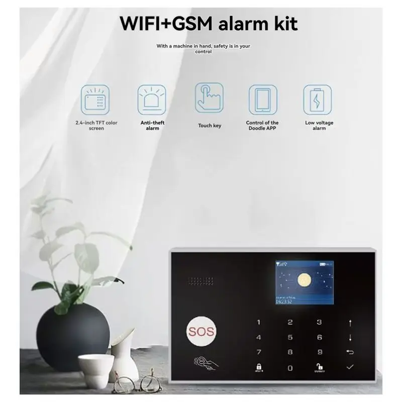 Tuya Wireless GSM+ 4G WIFI Home Burglar Alarm System Smart Security Protection Alarm US Plug-Y41A