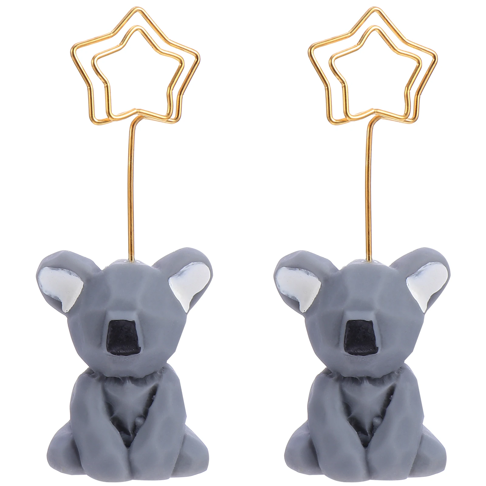 

2 Pcs Cartoon Animal Message Folder Cute Desktop Decoration Clip Memo Holder for Number Clips Metal Paperclip Holders