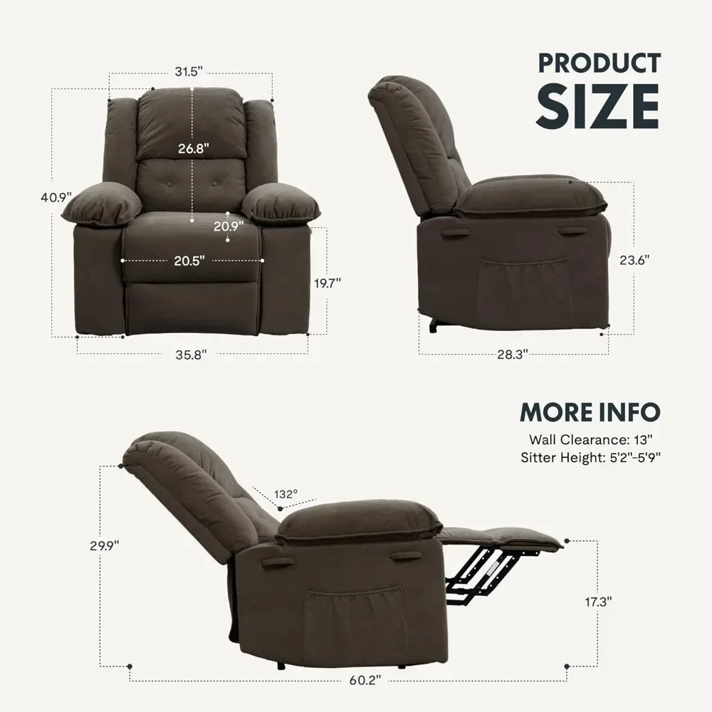 Recliner Chair for Elderly, Electric Reclining Sofa Chairs with Massage and Heat, Elderly Recliner Chair