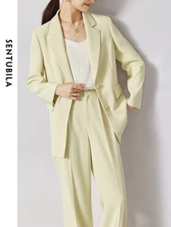 SENTUBILA Office Lady Blazer Suit Two Pieces Set for Women 2024 Elegant Straight-cut Blazer jacket Wide Pants Womens Outfits