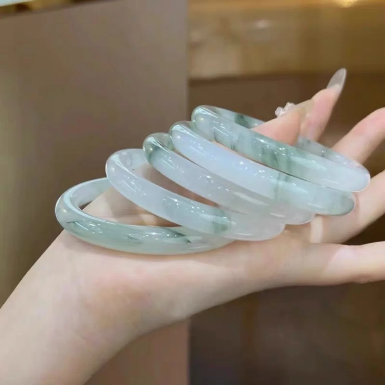 جودة عالية حار بيع تيان شان كوي جين سي اليشم الطبيعي النقي العائمة زهرة سوار مسطح نمط المرأة الكلاسيكية المألوف #4