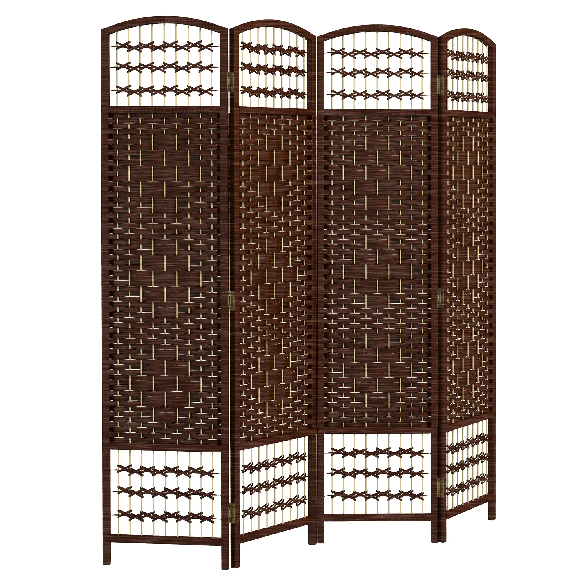 Paravent intérieur en bois séparateur de pièce cloison pliable 4 panneaux 160 x 170 cm marron