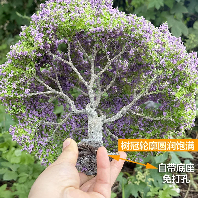 25cm drut symulacyjny Model drzewa zielony drzewo kwiatowe domek dla lalek DIY wystrój krajobraz krajobraz fotografia ogrodowa sceneria Diorama